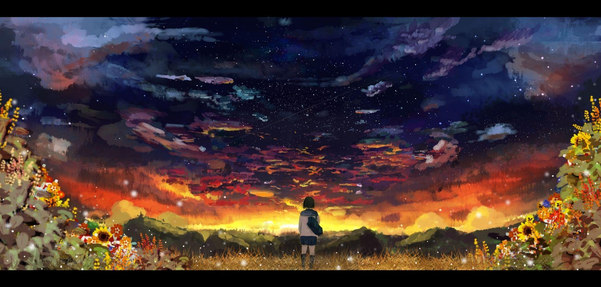 Anime Girl Landscape Wallpapers Top Free Anime Girl Landscape