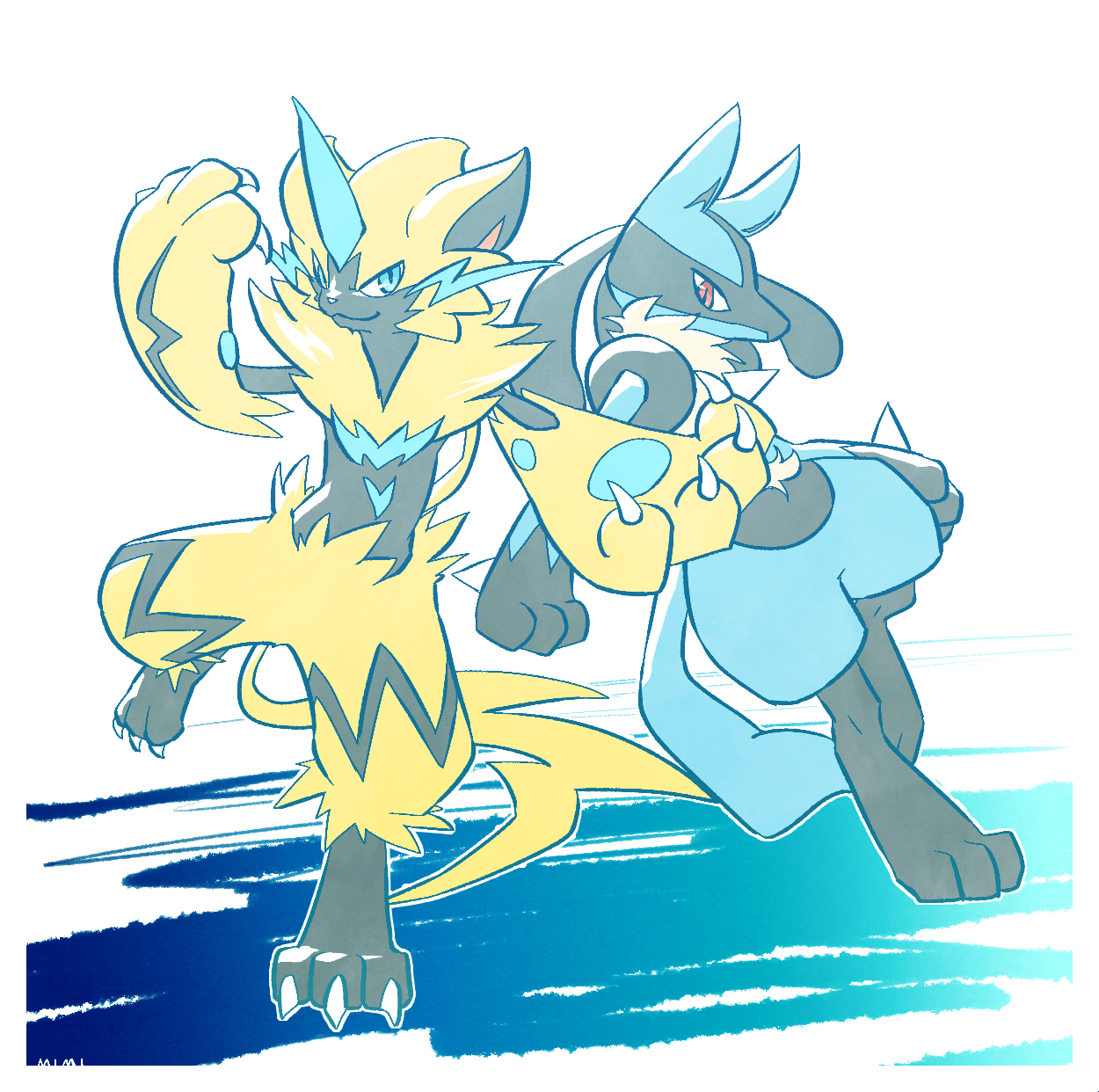 Zeraora Y Lucario Cool Pokemon Wallpapers Pokemon Drawings Pokemon