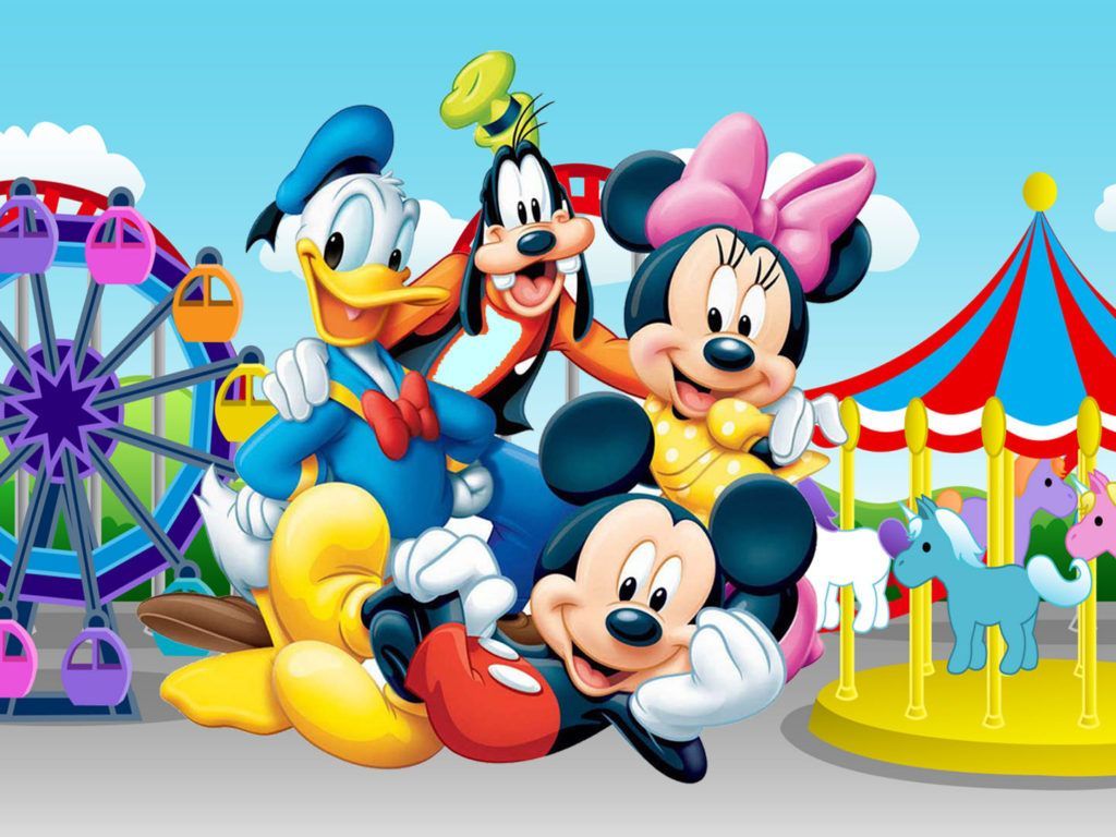 1024x768 Daisy Duck Goofy Mickey And Minnie Mouse In Luna Park Full HD Wallpaper 1920x1080 :