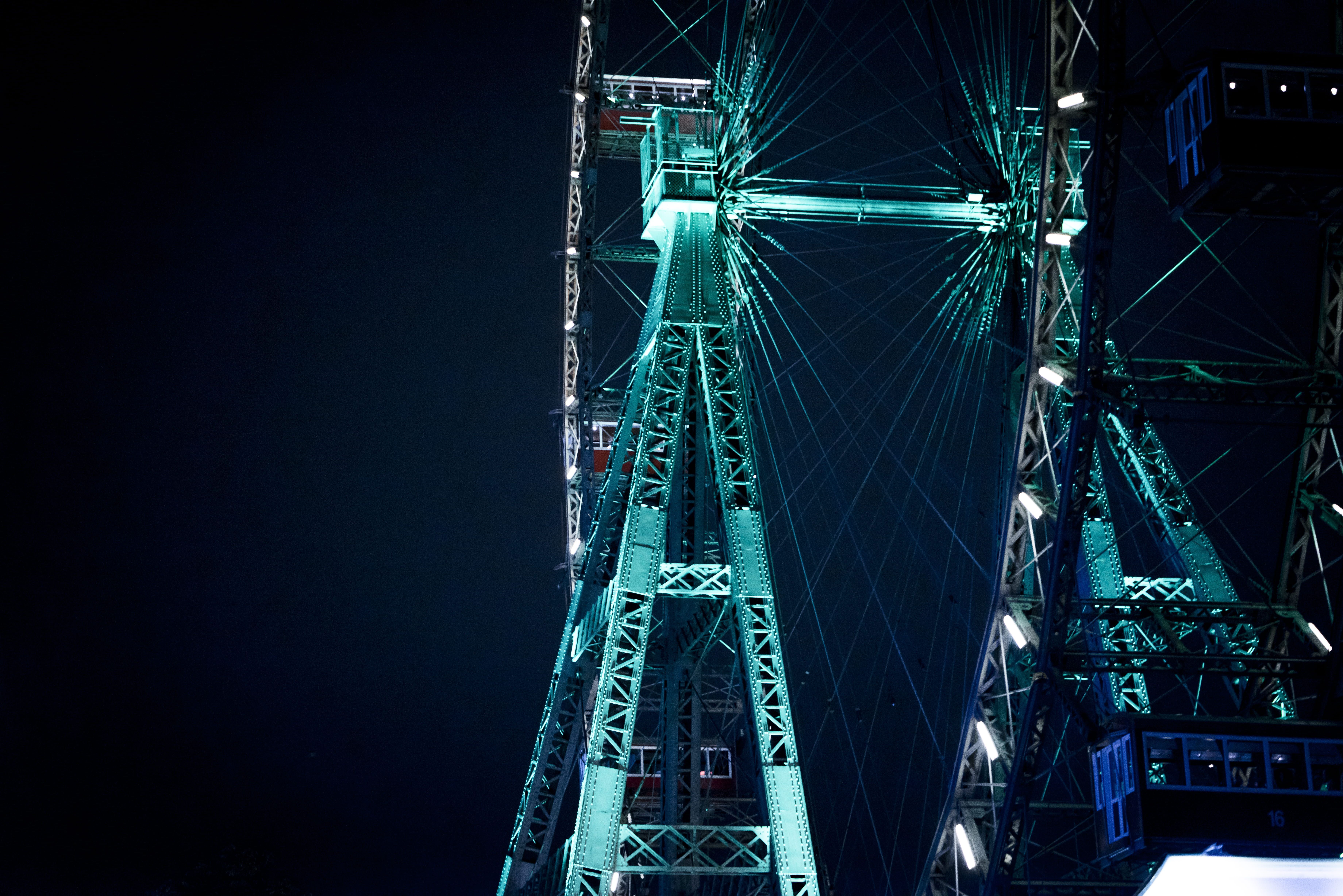 7360x4912 Wallpaper / low angle view, lunapark, illuminated, night, park, nature, big, sailboat, clear sky, industry, built structure, no people, sky, transportation, travel free download