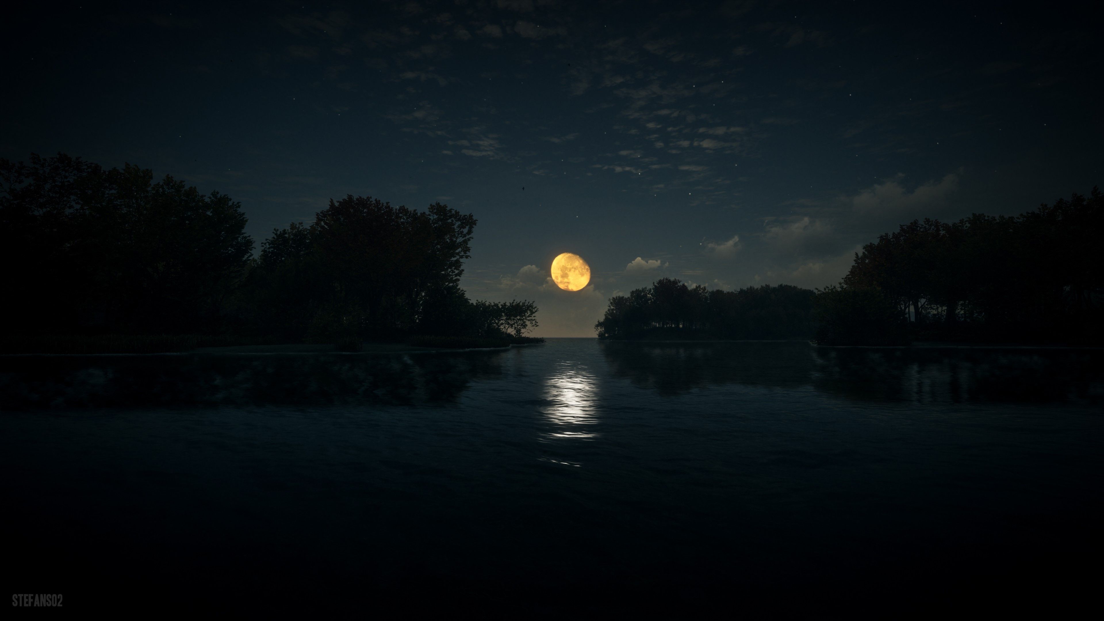 3840x2160 Wallpaper / river, dark, nature, hd, 4k free download