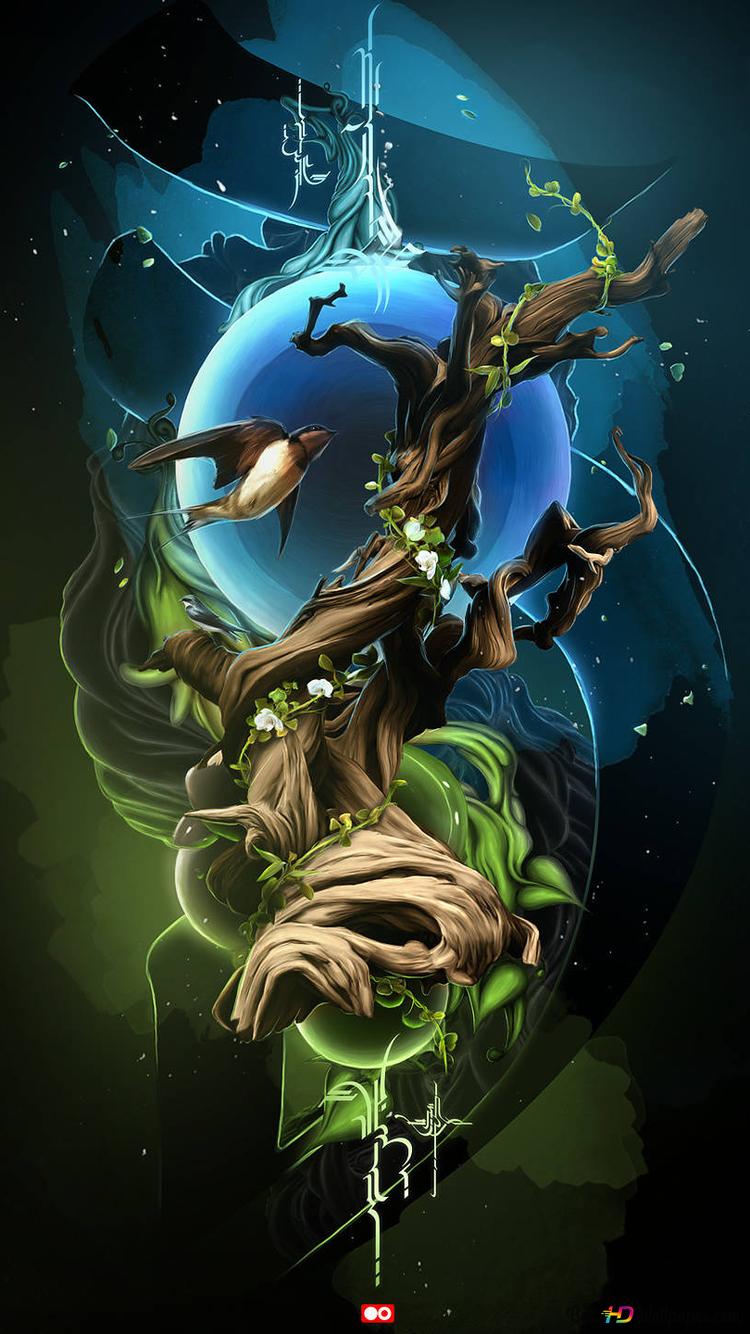 750x1334 Magic Tree Wand 2K wallpaper download