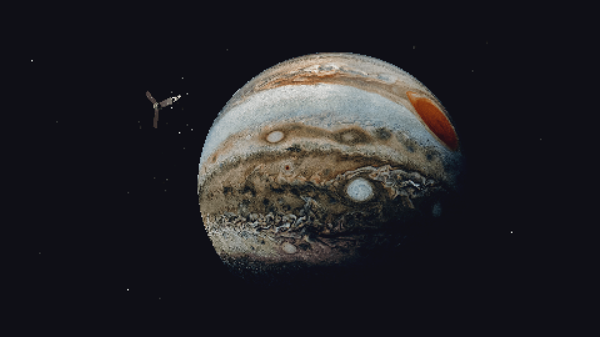 1920x1080 Digital Art Pixel Art Pixelated Pixels Space Universe Planet Pluto Stars Spaceship Satellite Jupiter Wallpaper:1920x1080