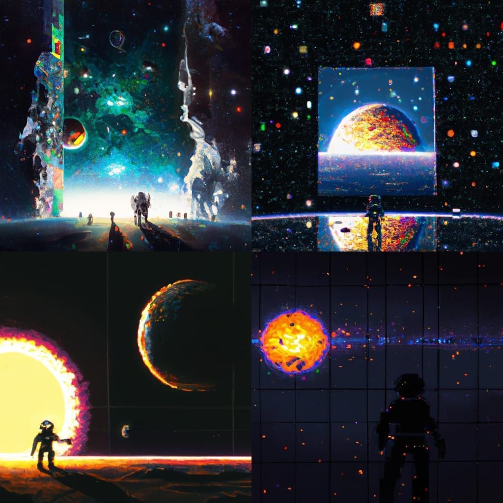 1024x1024 Pixel art, space, astronaut, solar eclipse Generated Artwork