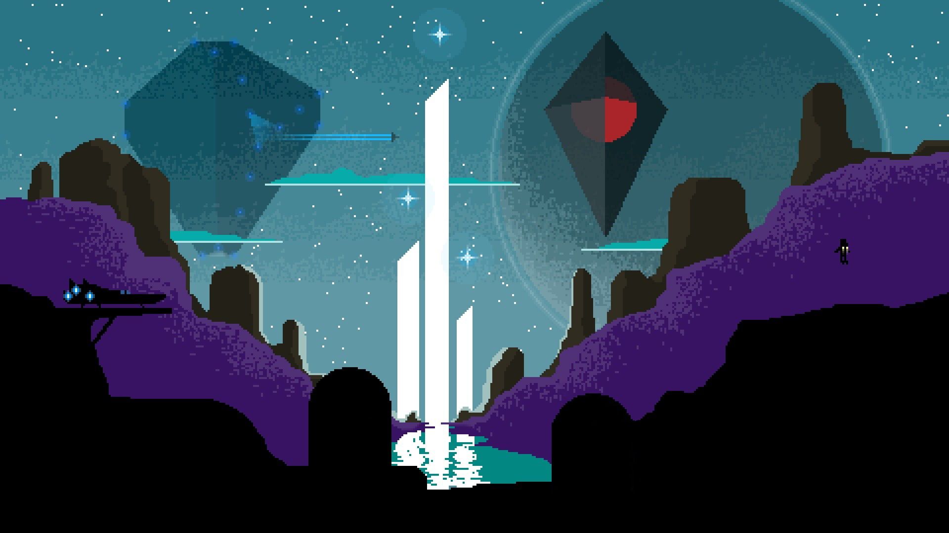 1920x1080 Wallpaper / 1080P, pixelated pixel art planet futuristic pixels water video games astronaut space hills universe 3D object spaceship digital art fan free download