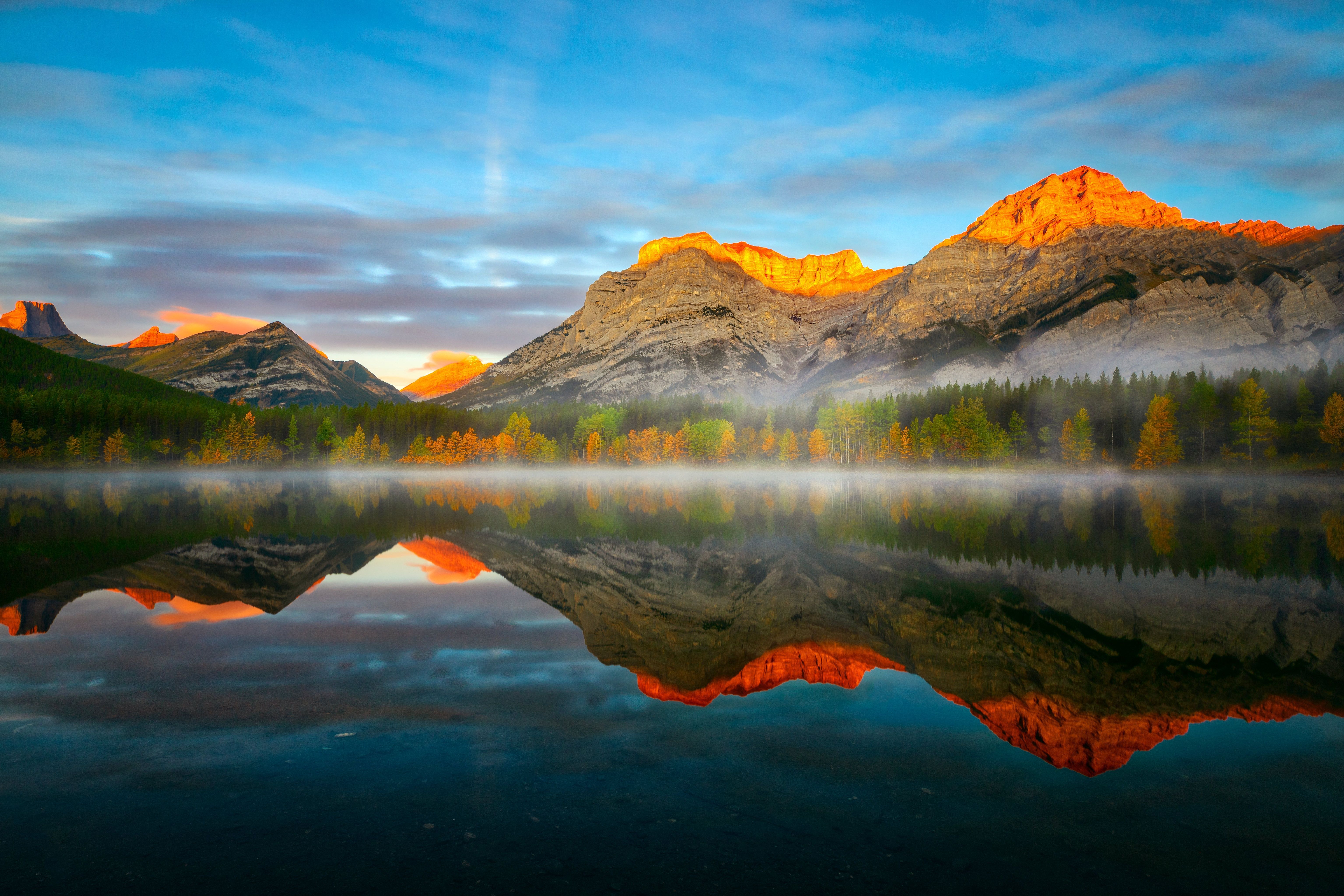 6143x4095 HD desktop wallpaper: Nature, Mountain, Lake, Reflection, Canada, Fall, Earth download free picture