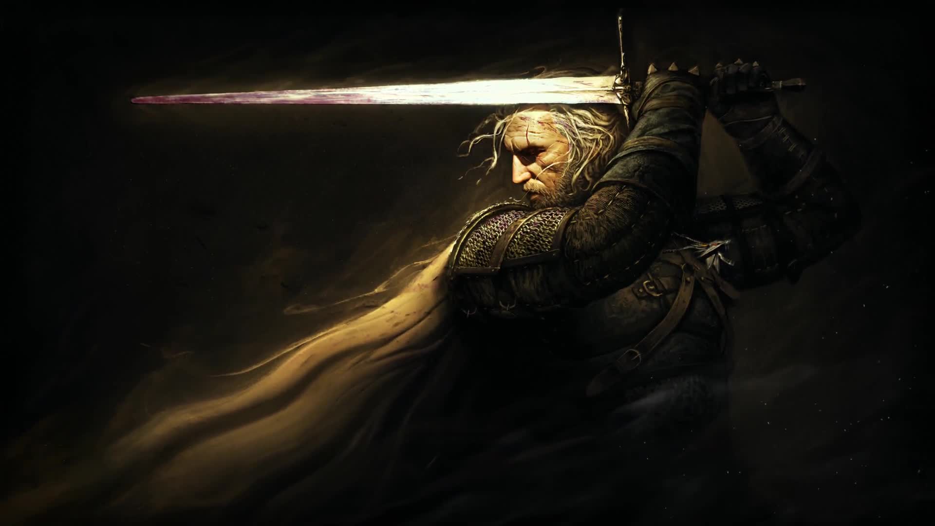 1920x1080 The Witcher 3: Wild Huntth Anniversary. Geralt with Sword 4K Desktop Wallpaper