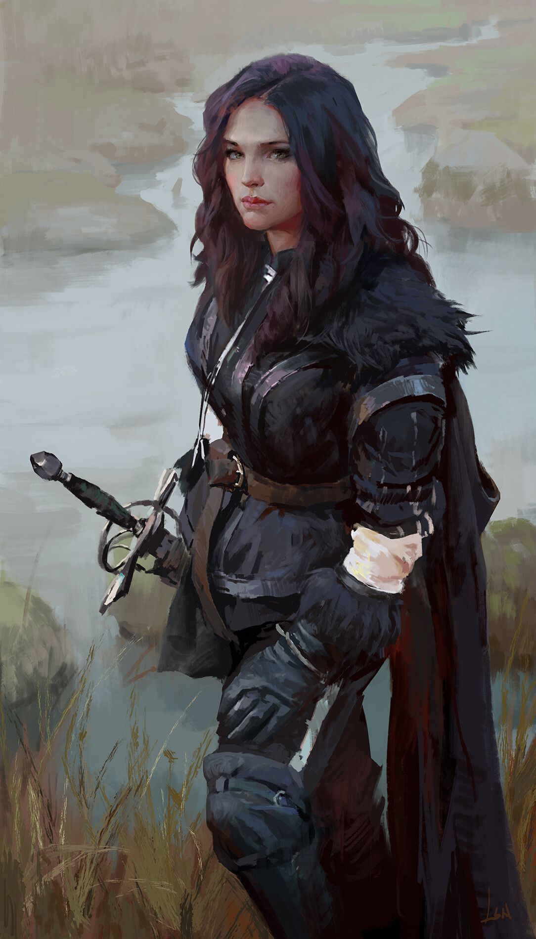 1084x1900 Artwork Women Sword The Witcher Yennefer Yennefer Of Vengerberg Wallpaper:1084x1900