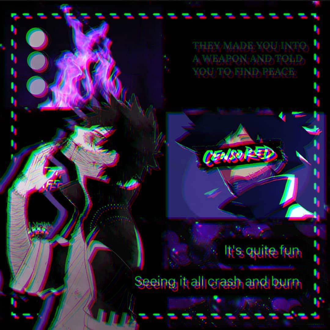 1080x1080 Download Dabi Dark Antagonist Glitchy Aesthetic Wallpaper