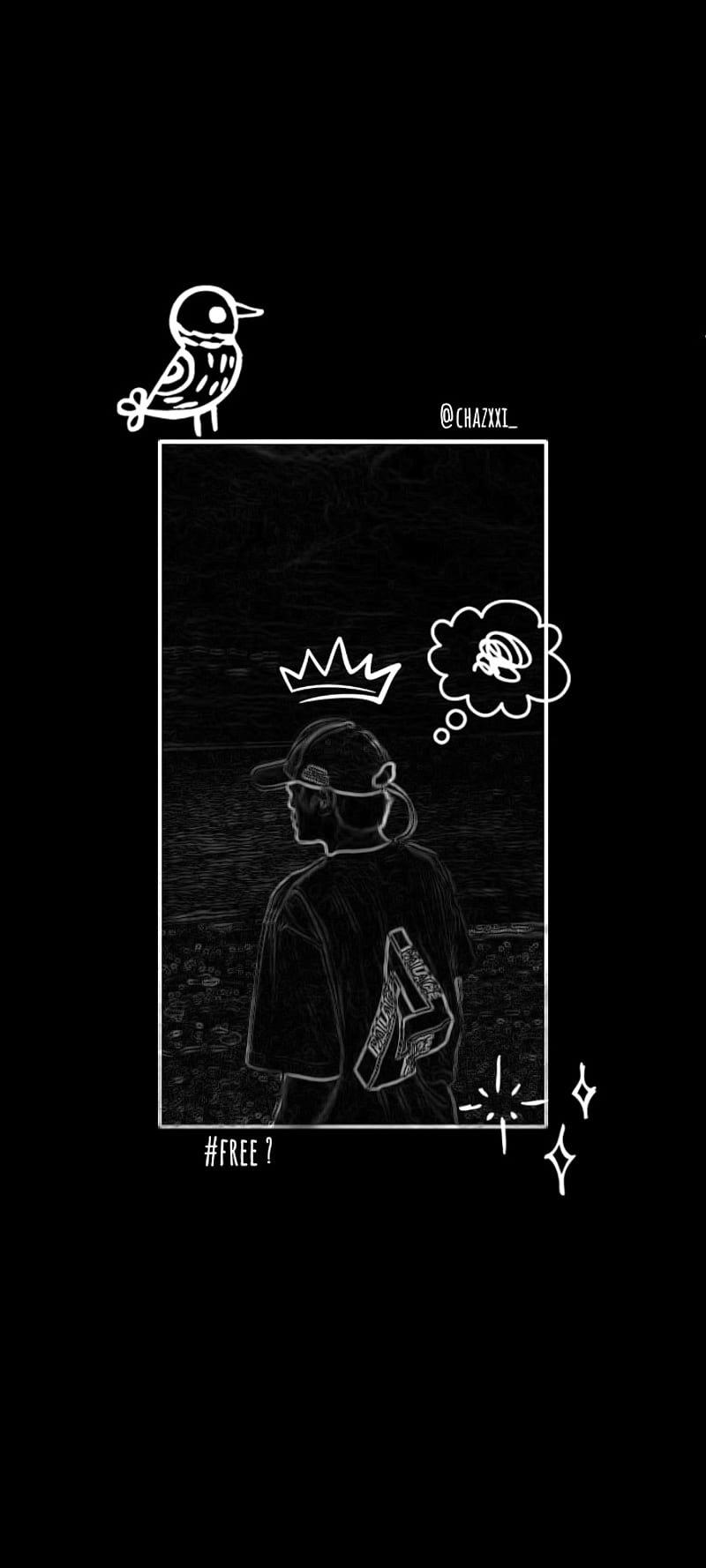 800x1778 Minimal, white, bird, black, sketch, doodle, doodles, you, crown, HD phone wallpaper