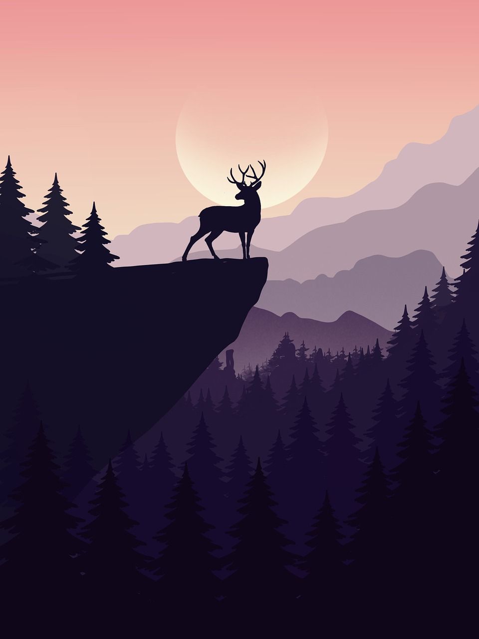 960x1280 Download Deer Silhouette Background Royalty Free Stock Illustration Image