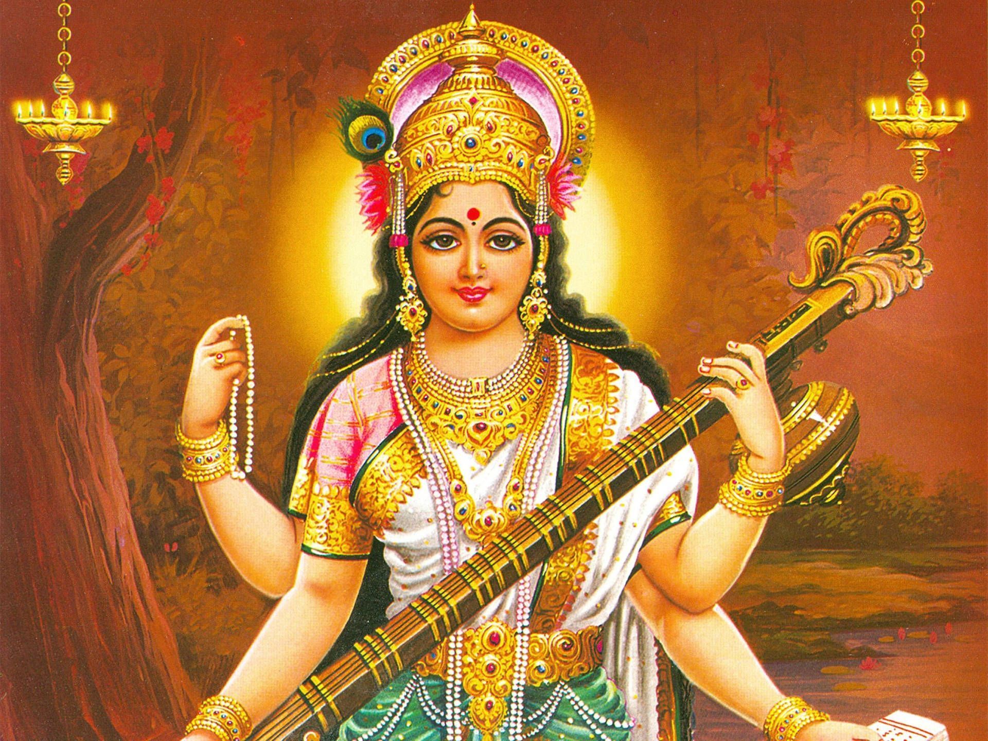 1920x1440 Saraswati Devi Wallpaper