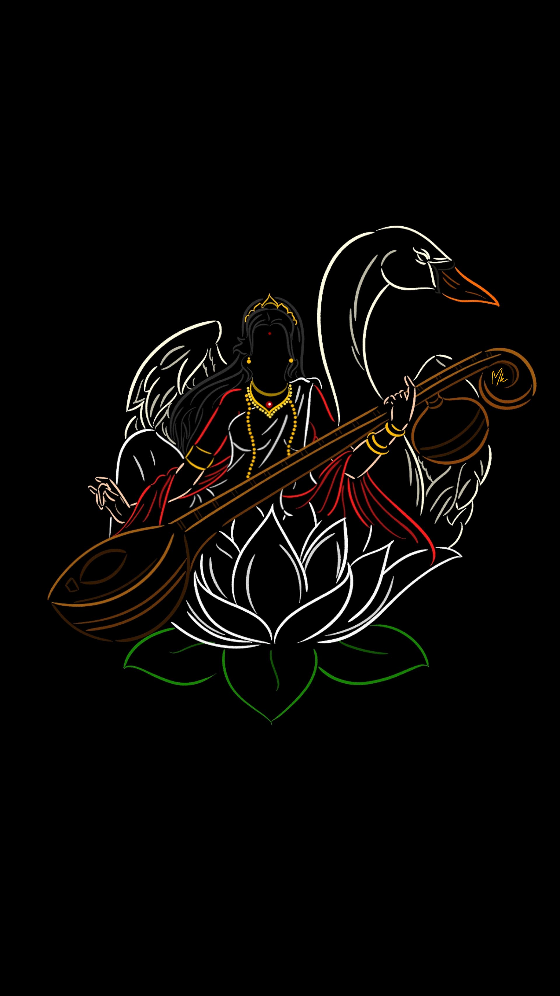 1920x3415 Devi Sarasvati(minimal wallpaper)