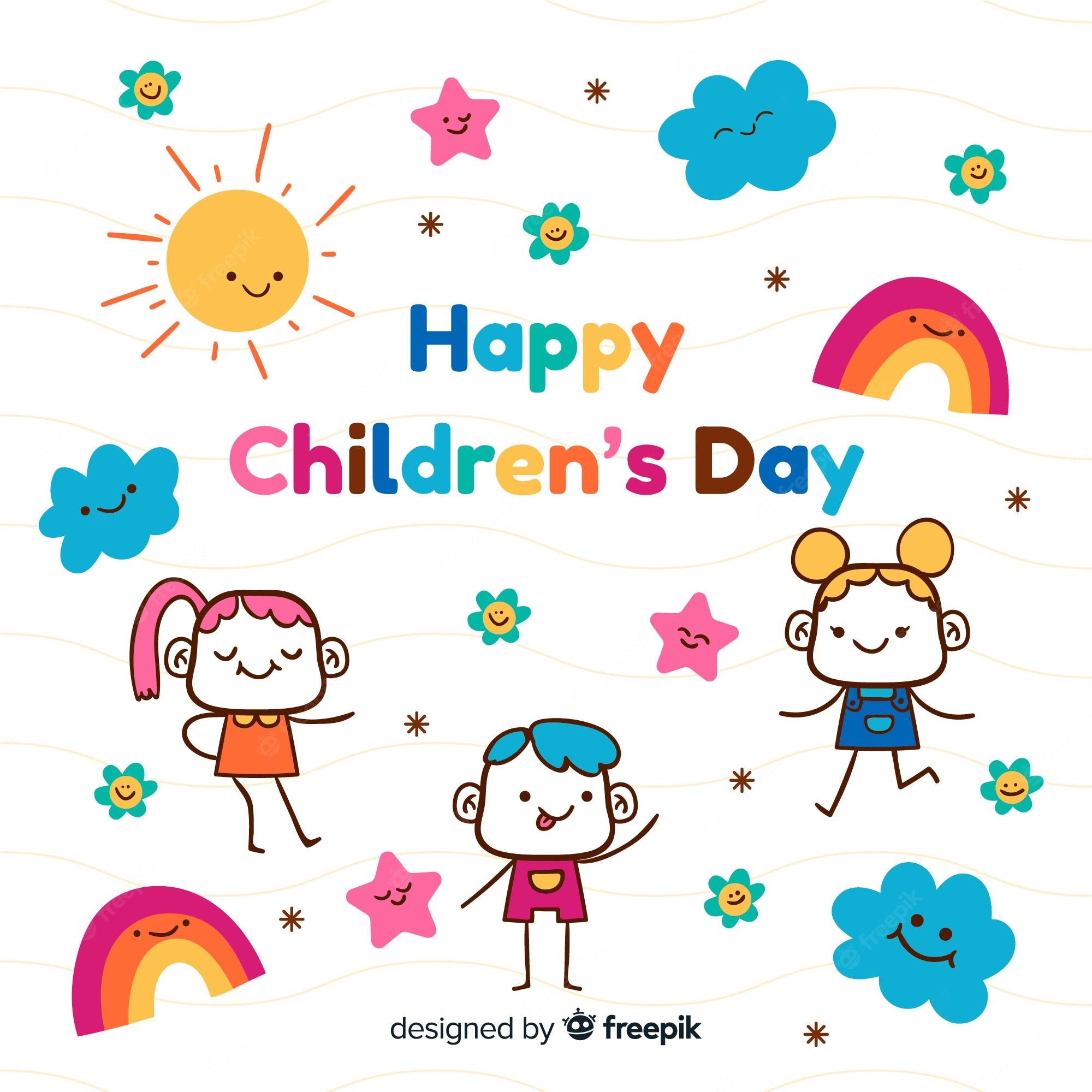 2000x2000 Premium Vector. Hand drawn children's day wallpaper