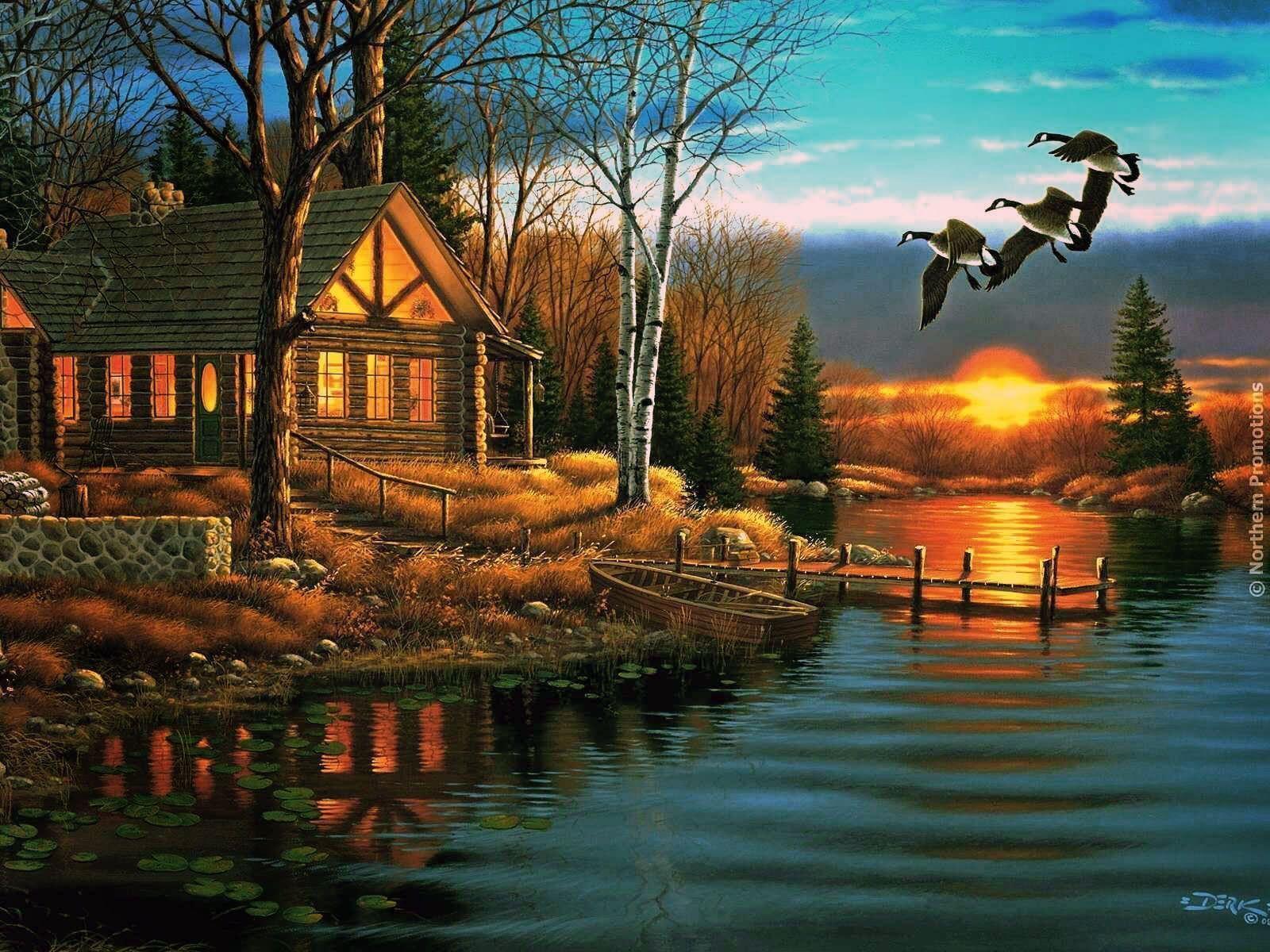 1600x1200 Free download at lake base boat cabin cottage evening flying geese lake [1600x1200] for your Desktop, Mobile & Tablet. Explore Lake Cabin Wallpaper. Lake George Wallpaper, Lake Wallpaper, Cabin Wallpaper
