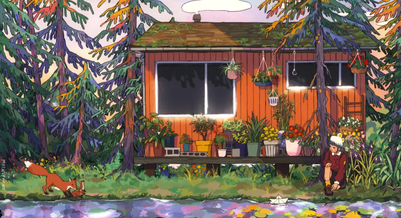 1280x696 Lake cabin Today I animated my first wallpaper