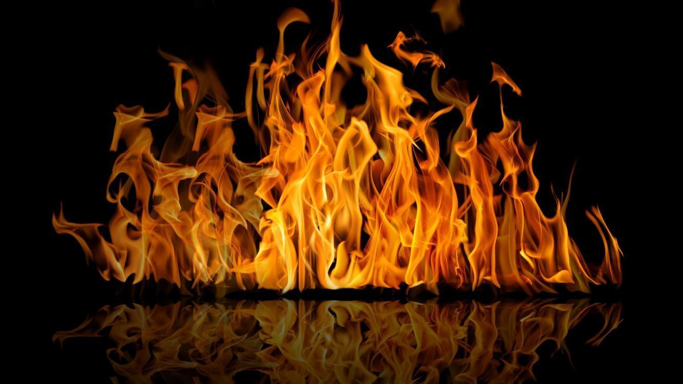 1333x750 Wallpaper Yellow Fire in Dark Room, Background Free Image