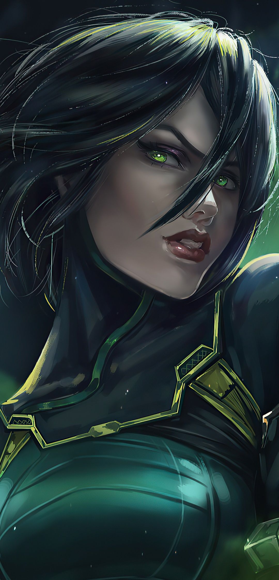 1080x2246 Wallpaper / Video Game Valorant Phone Wallpaper, Green Eyes, Woman Warrior, Short Hair, Viper (Valorant), Black Hair, 1080x2246 free download