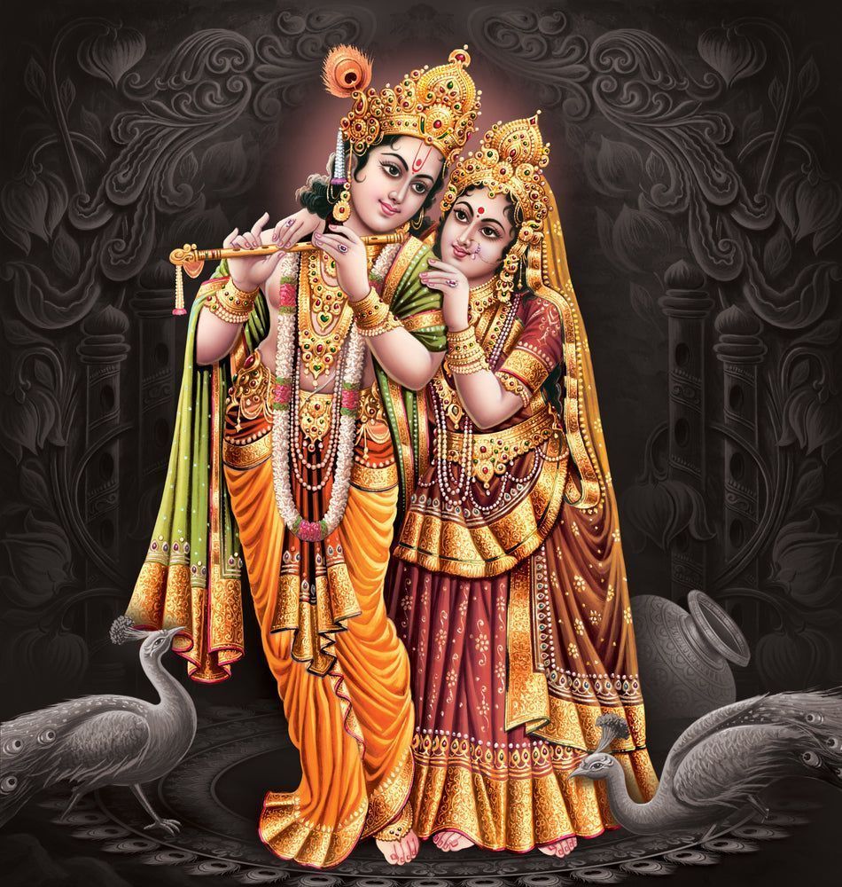 950x1000 Radha Krishna Black Wallpaper