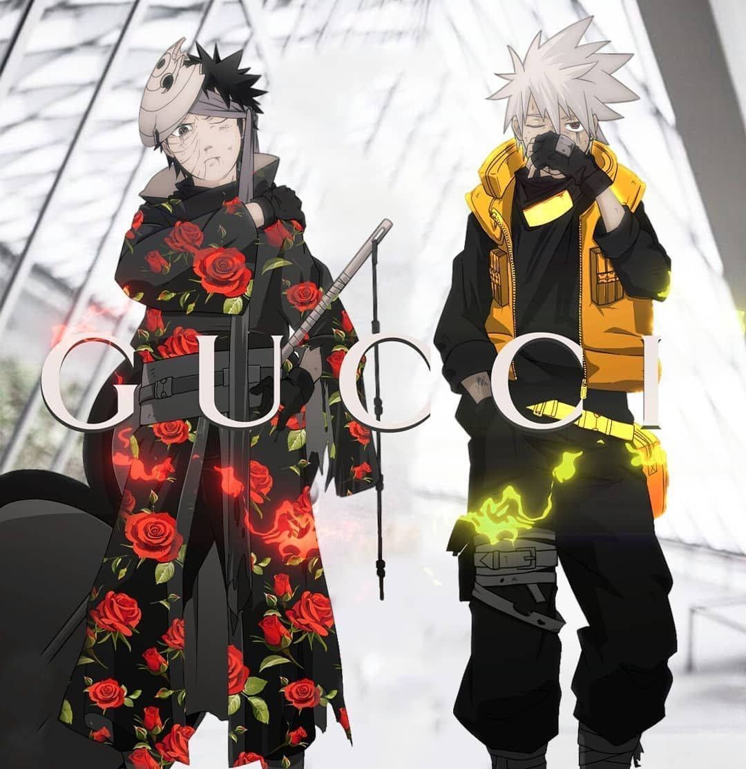 1080x1113 Download Naruto Obito Uchiha And Kakashi Hatake In Gucci Wallpaper
