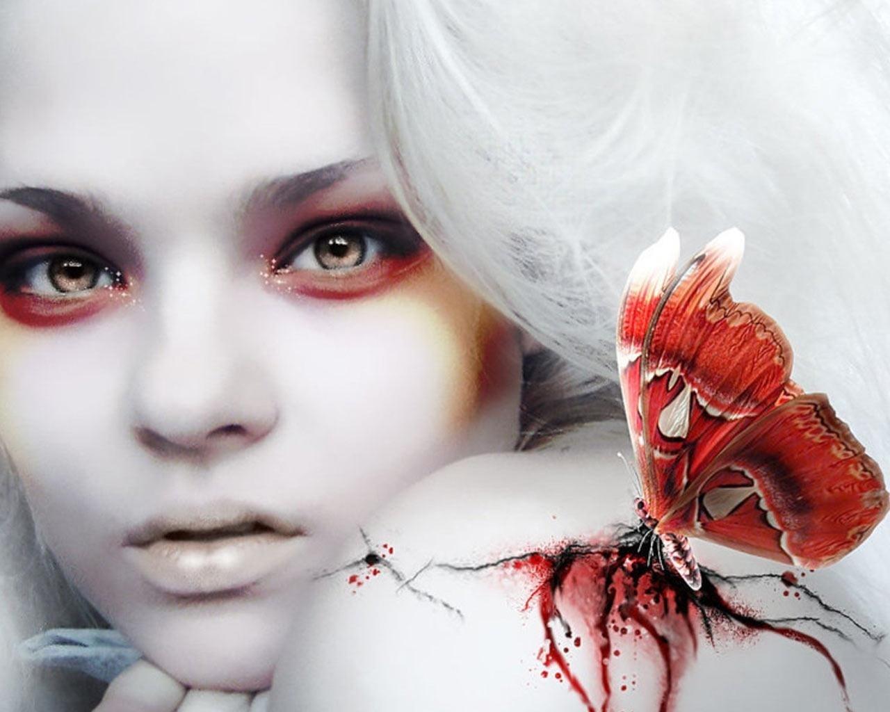 1280x1024 Beautiful Halloween Vampire Girl Wallpaper. แฟนไทย