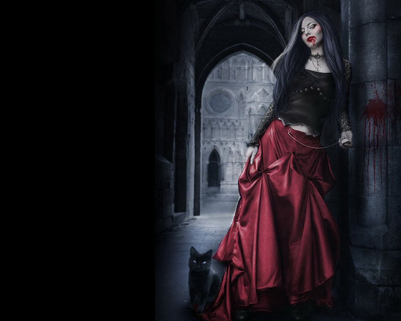 1280x1024 Goth Vampire Girl Wallpaper