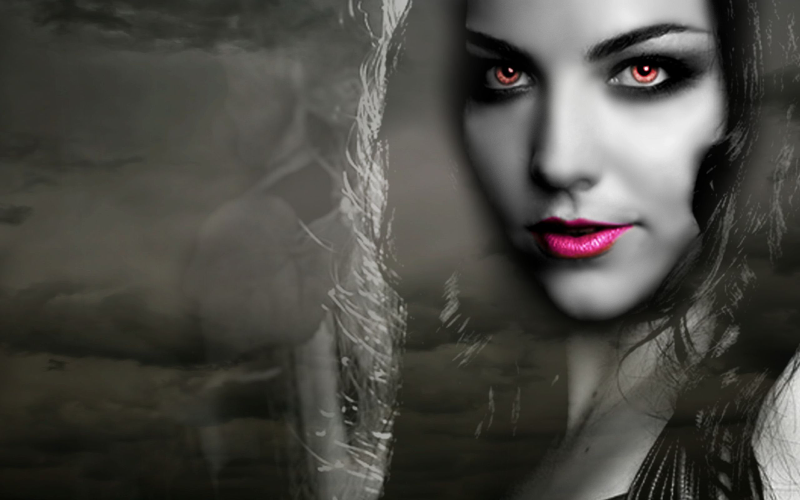 2560x1600 Brunette girl vampire Desktop wallpaper 1680x1050