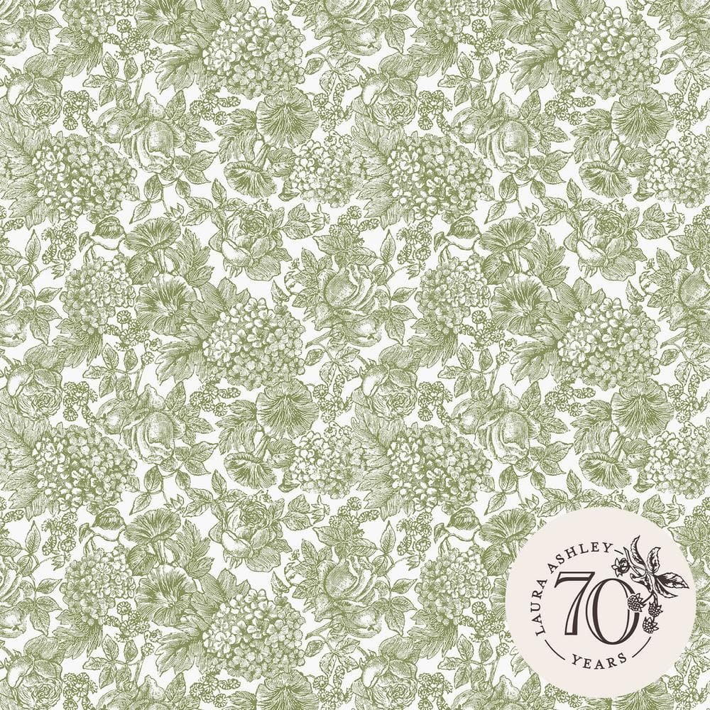 1000x1000 Laura Ashley Louise Moss Green Non Woven Paper Removable Wallpaper 121080 Home Depot