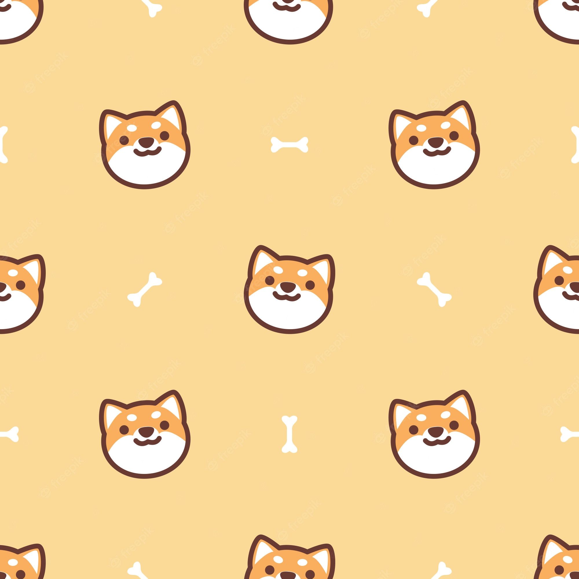 2000x2000 Premium Vector. Cute shiba inu dog face seamless pattern