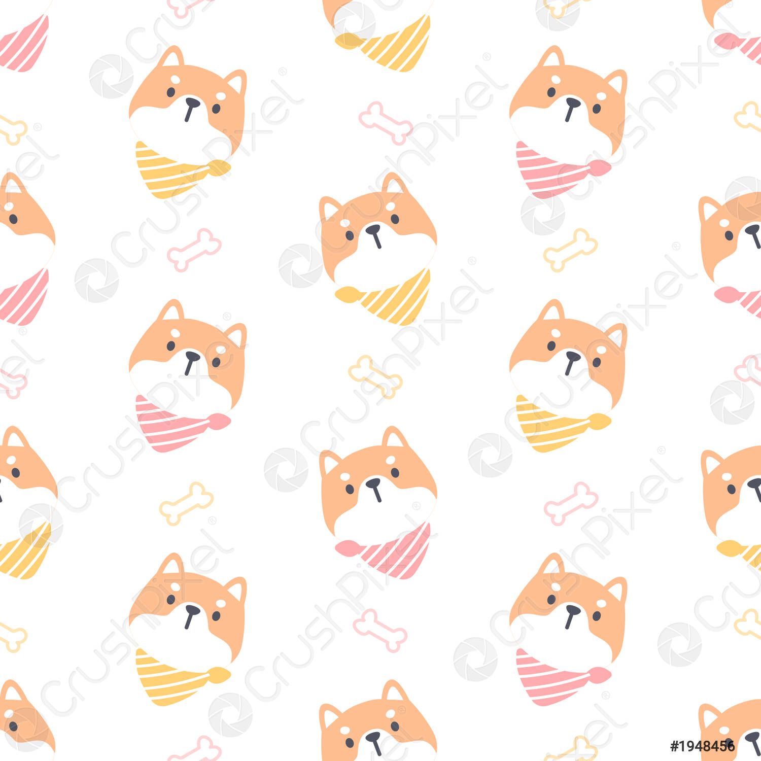 1500x1500 Shiba inu dog with collar seamless pattern background vector 1948456