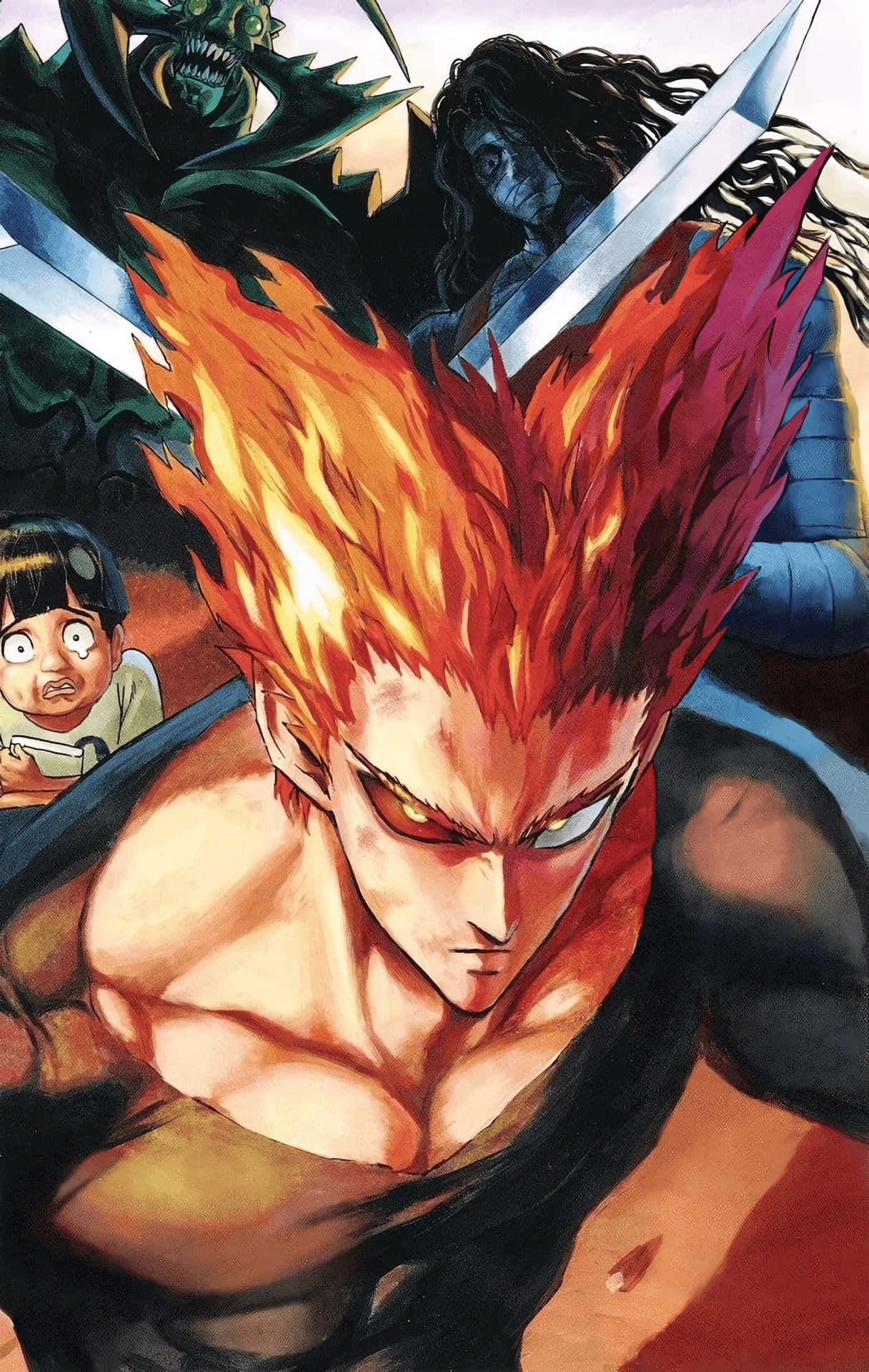 1216x1920 Download Garou, The Hero Hunter on Rooftop Wallpaper