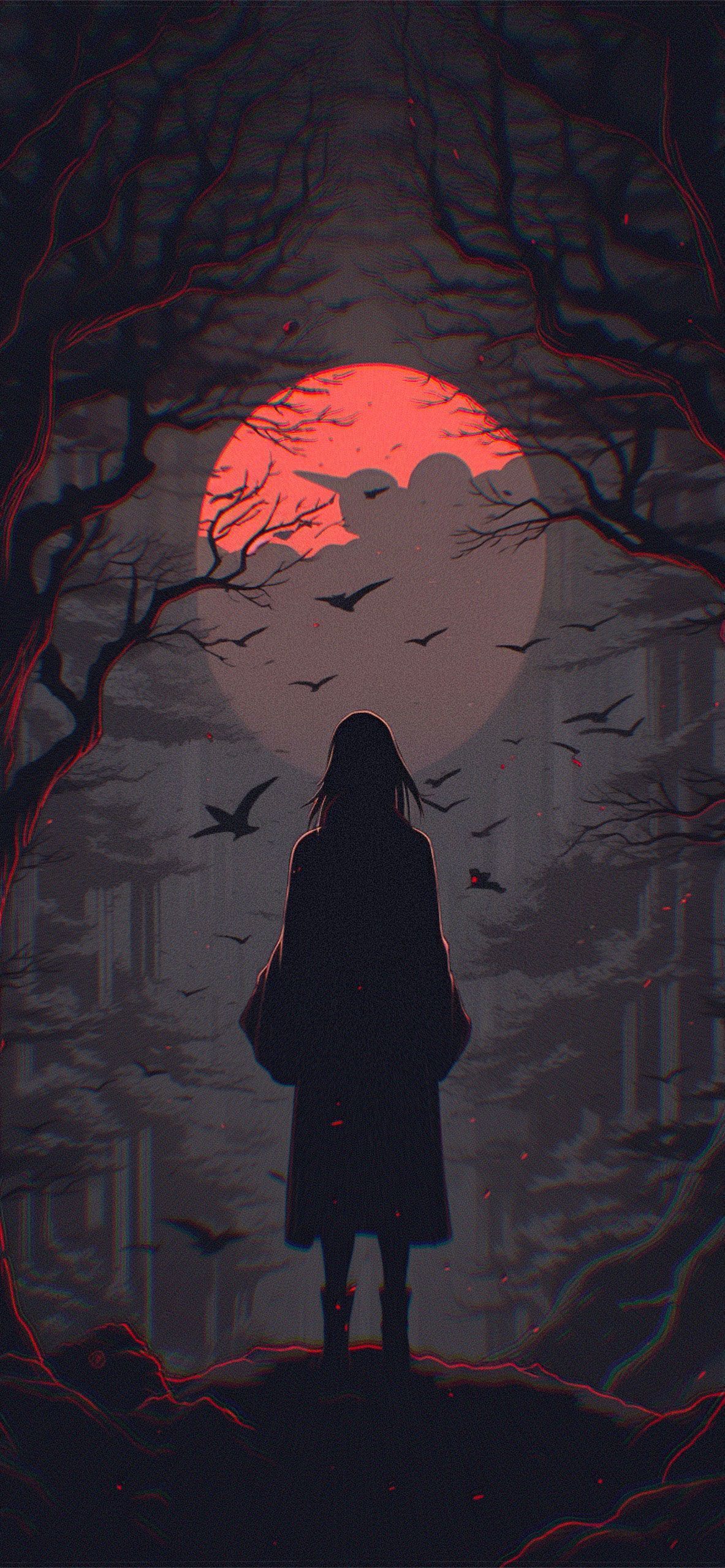 1183x2560 Itachi in the Forest Aesthetic Wallpaper Naruto Wallpaper