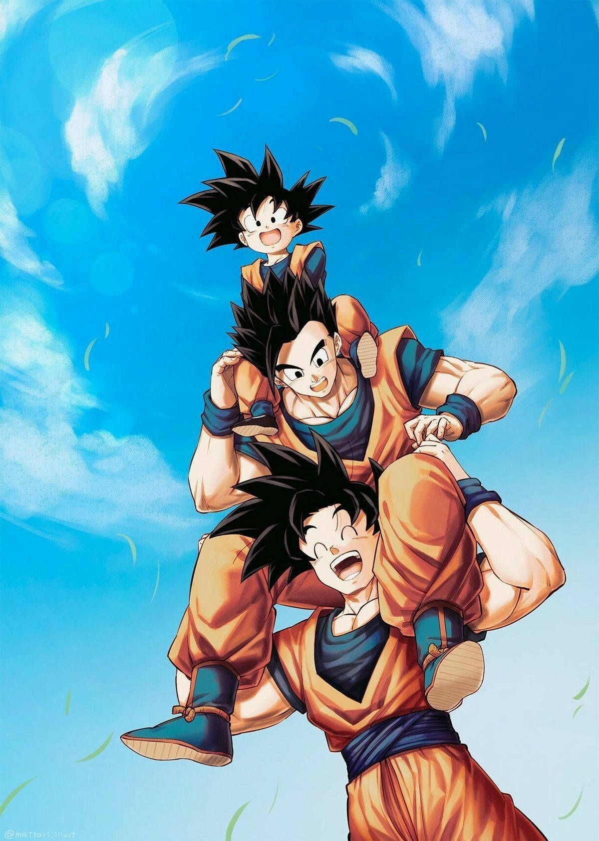 1200x1684 Download Goku, Gohan, Goten Happy Family Wallpaper