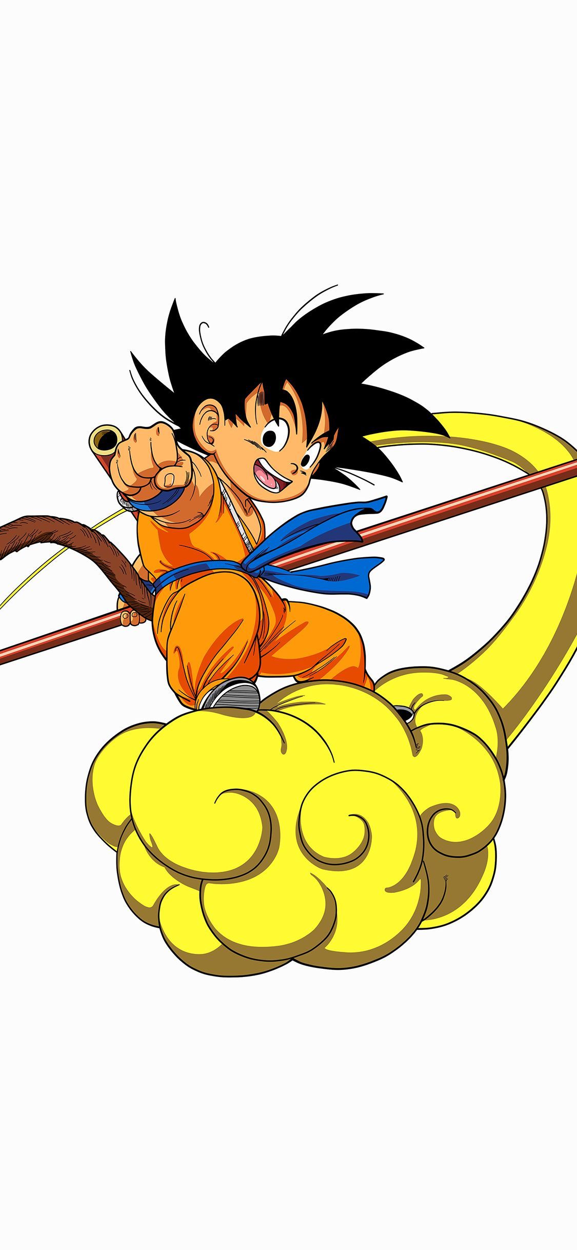 1125x2436 iPhone X wallpaper. dragonball goku cloud fly anime art illust white