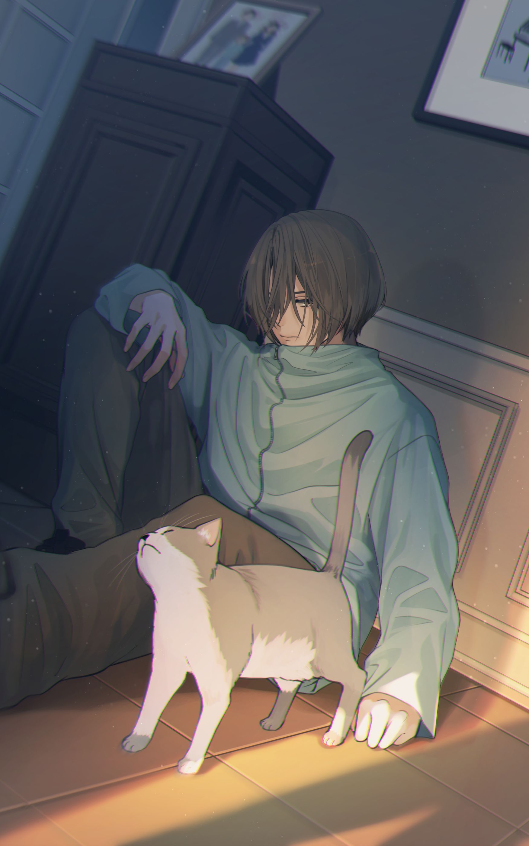 1752x2800 Mobile wallpaper: Anime, Cat, Boy, 1432035 download the picture for free