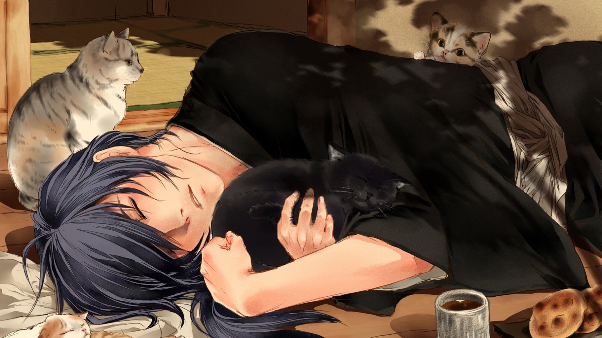 1920x1080 Dude Likes Cats, Cookies 'n Coffee (or is That tea?)