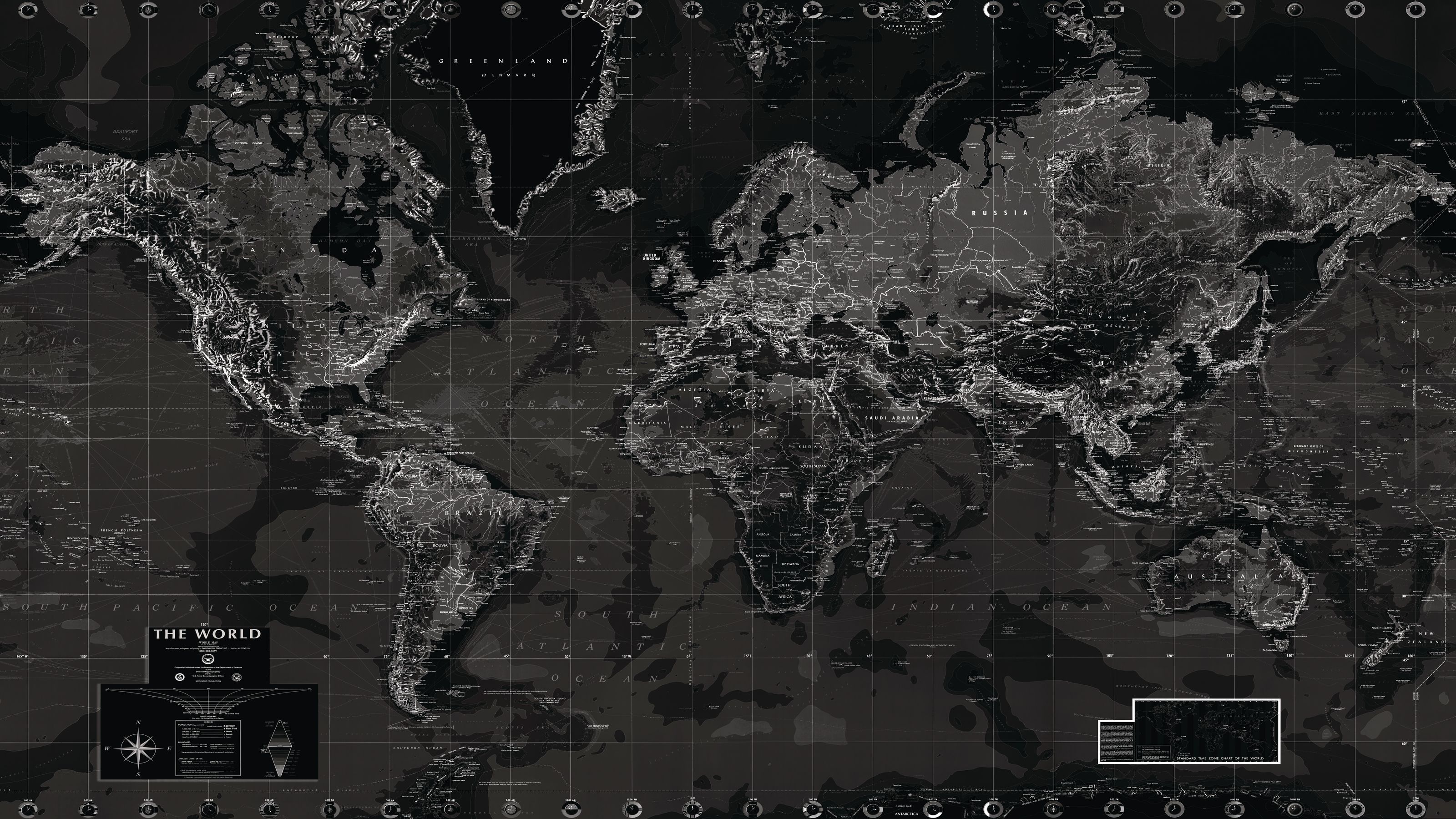 3200x1800 Black And White World Map Wall Mural Your Way