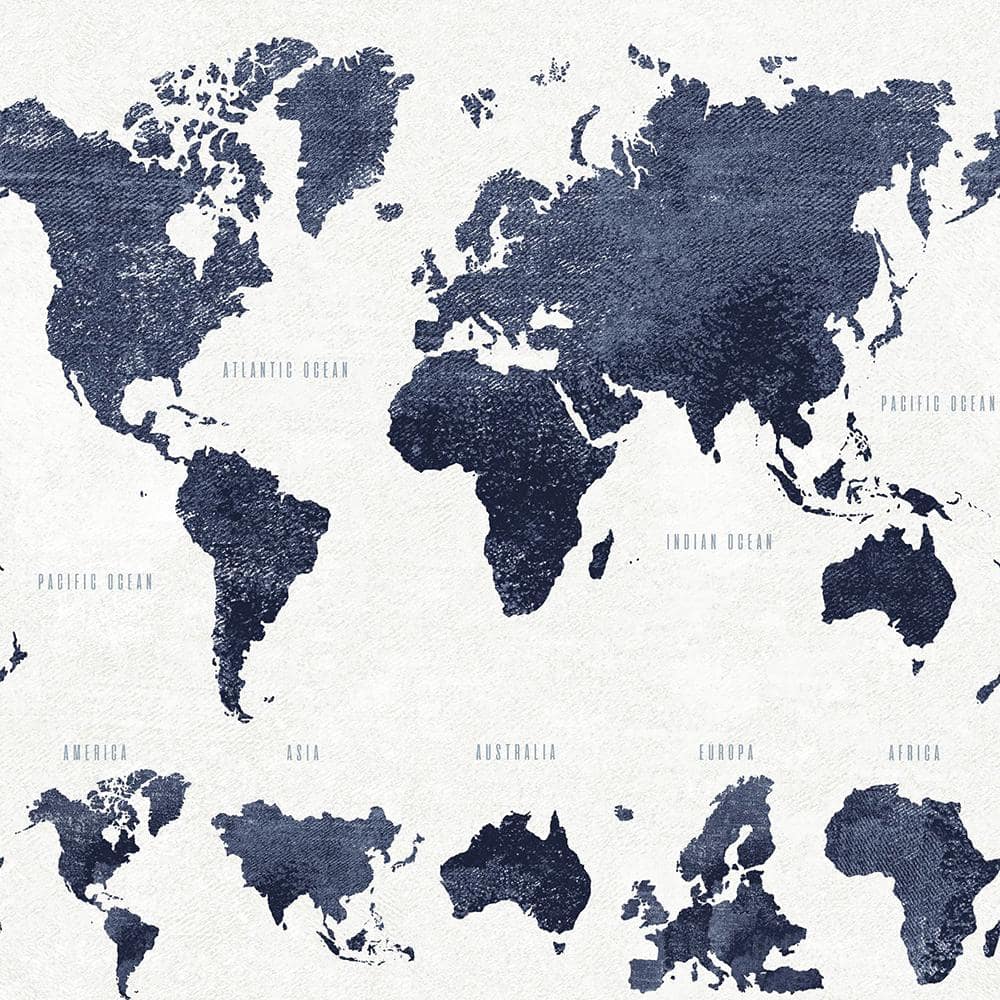 1000x1000 ESTA Home Boq Dark Blue World Map Paper Strippable Wallpaper (Covers 56.4 sq. ft.) DD138972 Home Depot