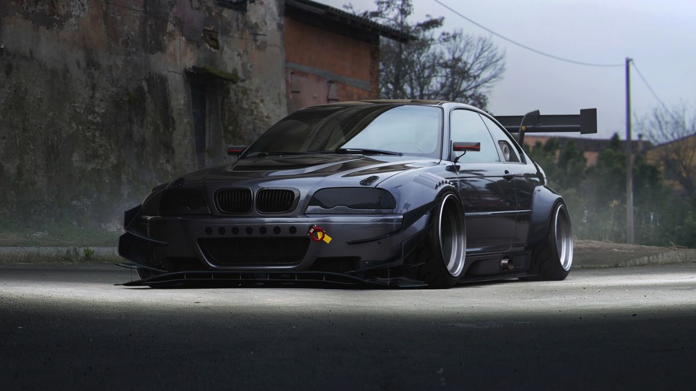 1366x768 Download wallpaper Car, Hugo Silva, Widebody, Front, Silver, BMW, E section bmw in resolution 1366x768. Bmw, Bmw e Bmw m3