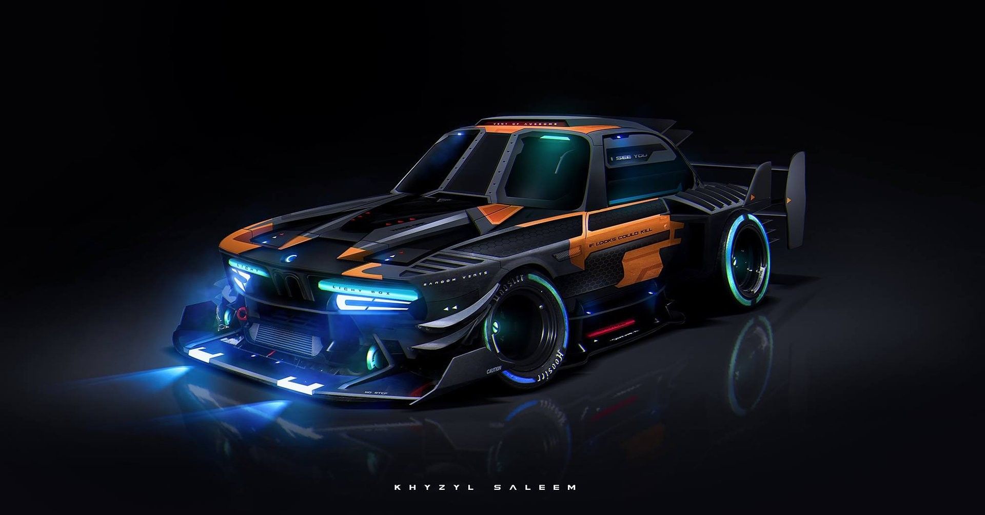 1920x1004 Wallpaper / Khyzyl Saleem, artwork, car, vehicle, BMW, futuristic, simple background, widebody, BMW 02 Series free download