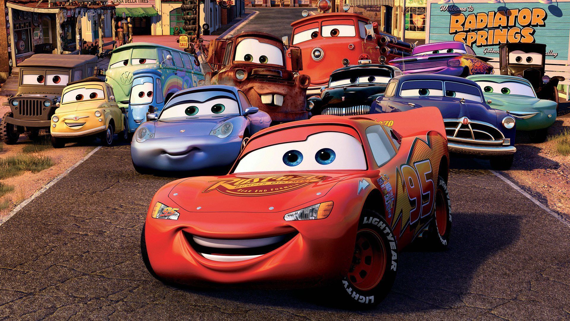1920x1080 Radiator Springs HD: Vibrant Pixar Cars Movie Wallpaperx1080