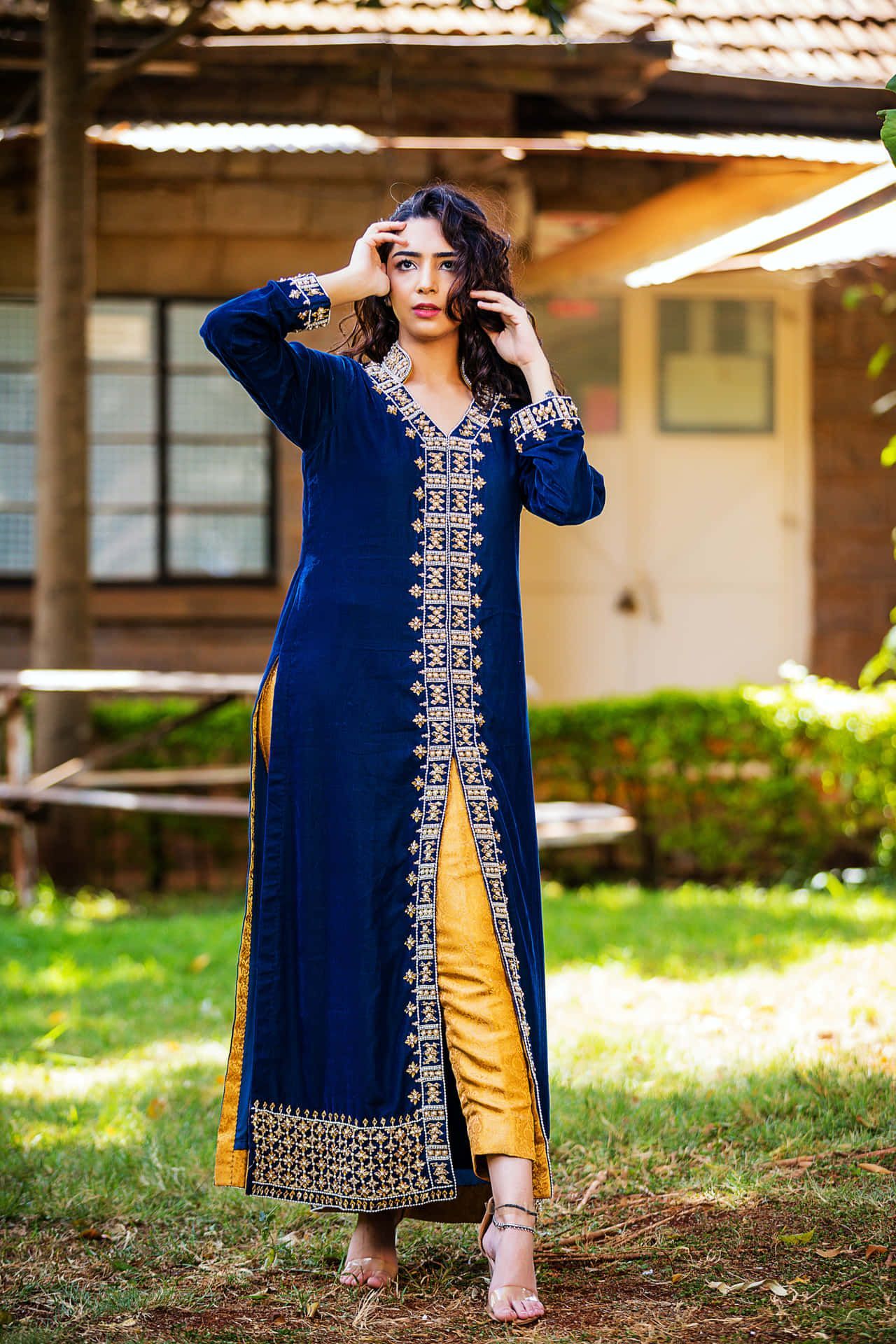 1280x1920 Download Elegant Navy Blue Dress Wallpaper