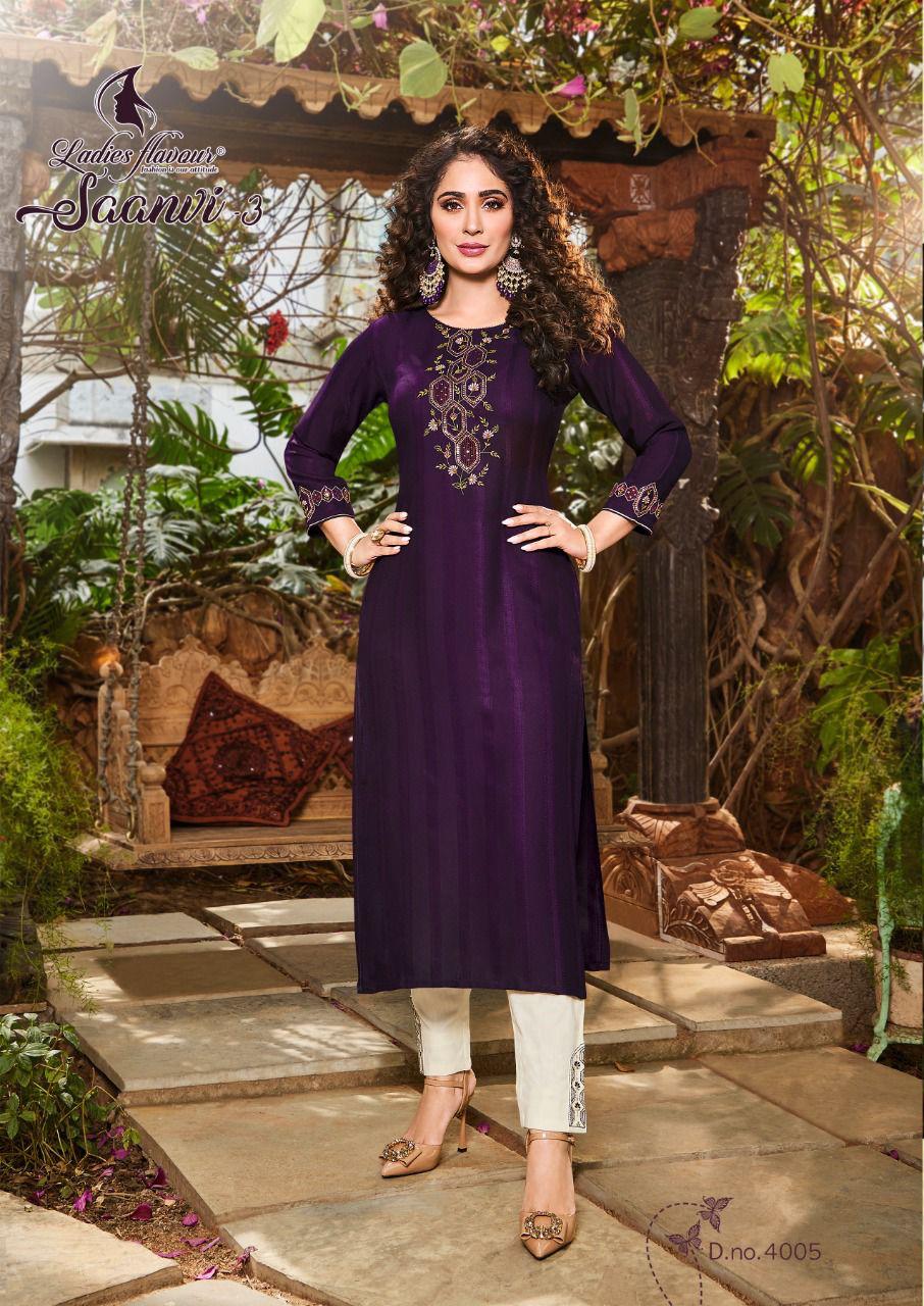 906x1280 Ladies Flavour Saanvi Vol 3 Kurti with Pant Wholesale Catalog 6 Pcs