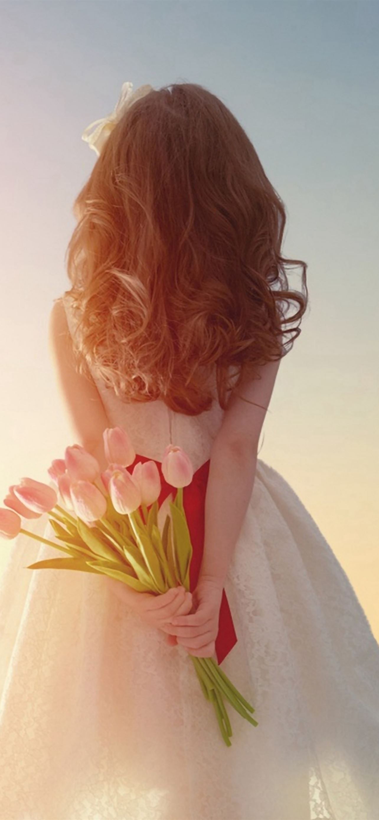 1284x2778 Romantic Girl And Rose iPhone Wallpaper Free Download