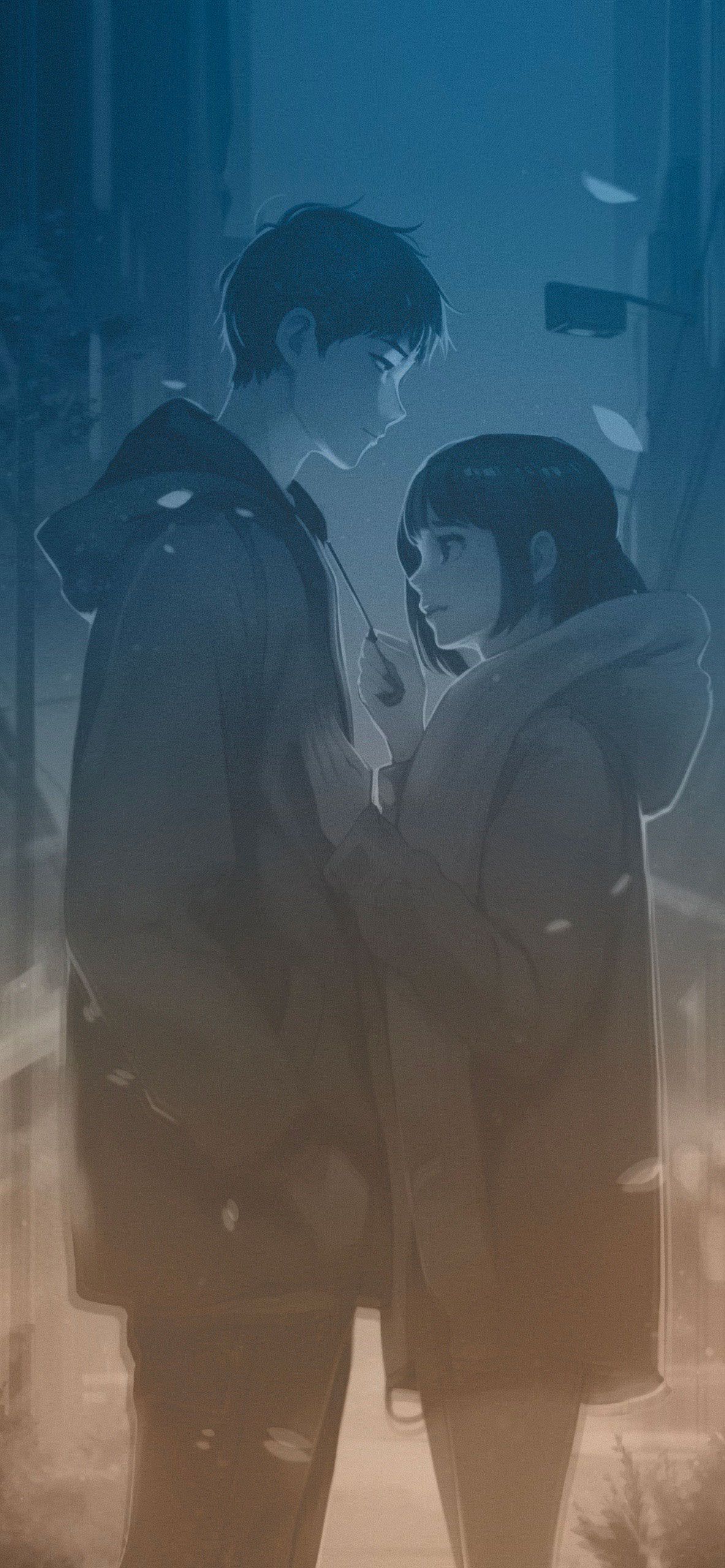 1183x2560 Boy in Love with Girl Anime Aesthetic Wallpaper