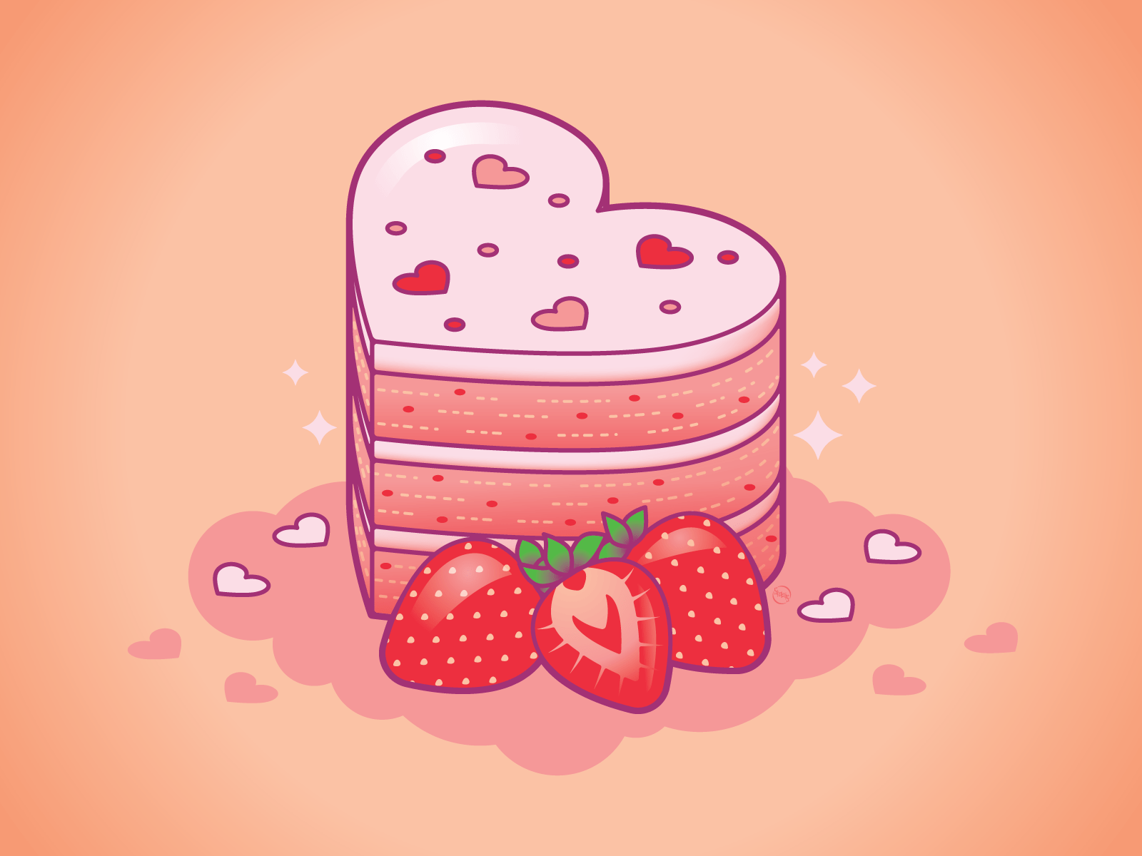 1600x1200 Strawberry Cake Love by Rachael Sinclair on Dribbble