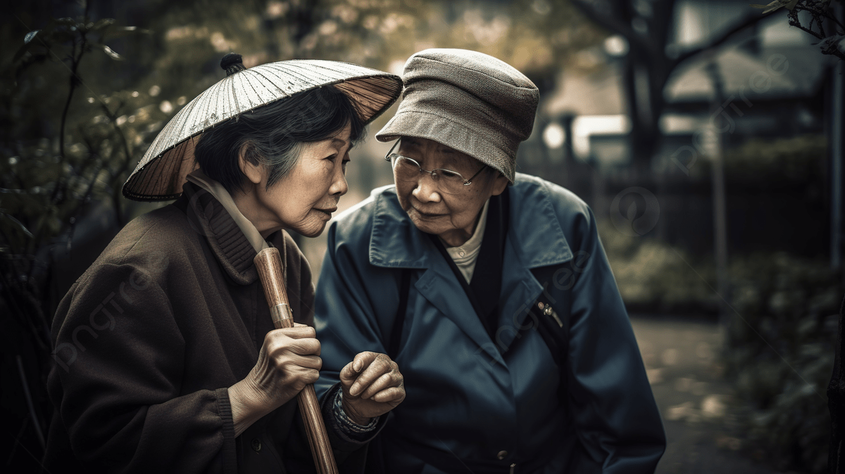 1200x673 Two Older Asian Women Are Holding Each Other S Sticks Background, Caregiver, HD Photography Photo, Flash Photography Background Image And Wallpaper for Free Download