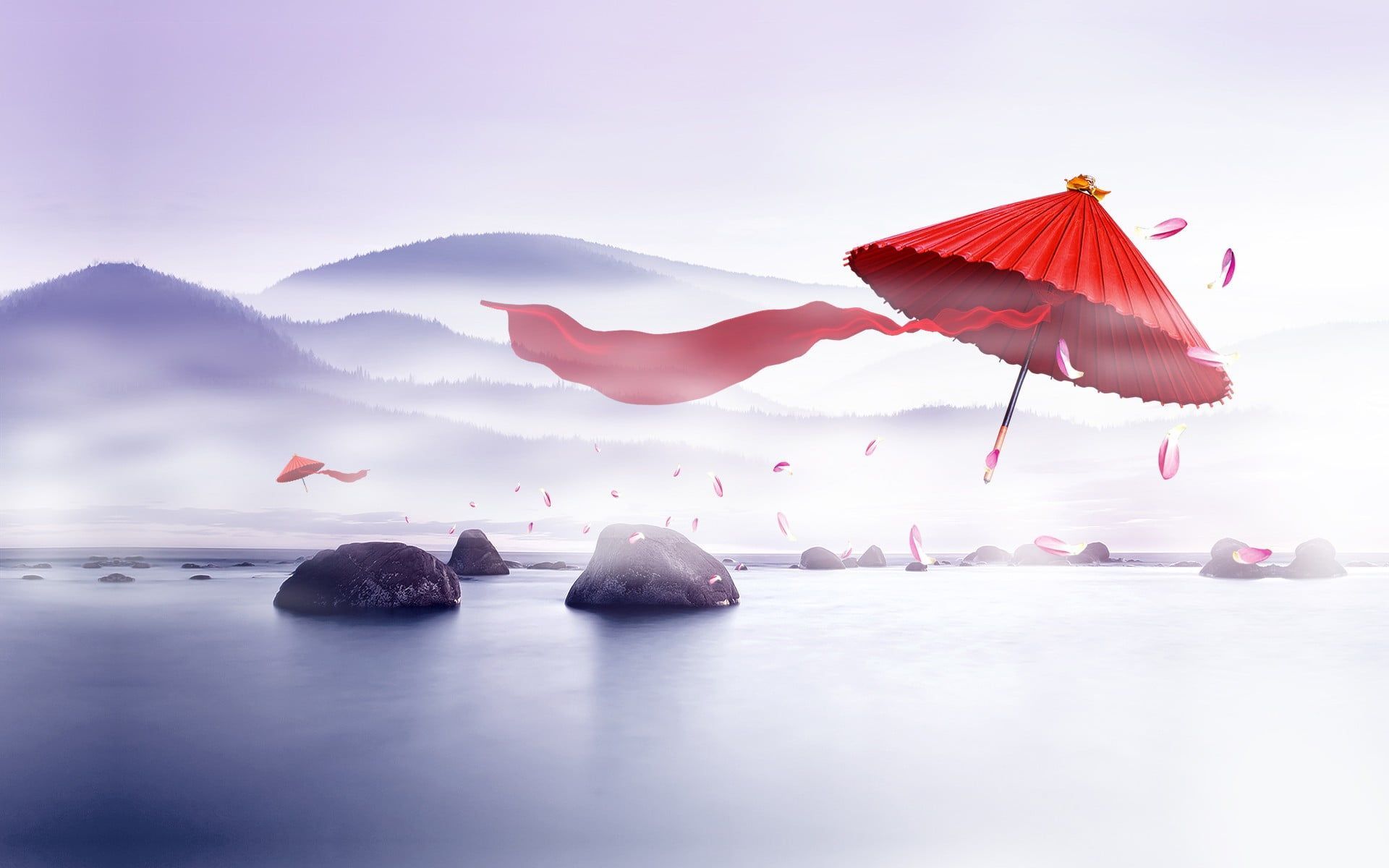 1920x1200 Wallpaper / digital art, winter, Chinese, beauty in nature, no people, outdoors, sky, land, tranquil scene, 1080P, waterfront, cold temperature, scenics free download