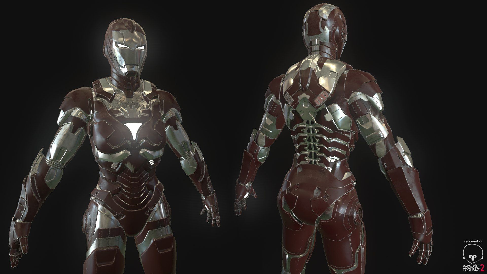 1920x1080 3D iron woman model