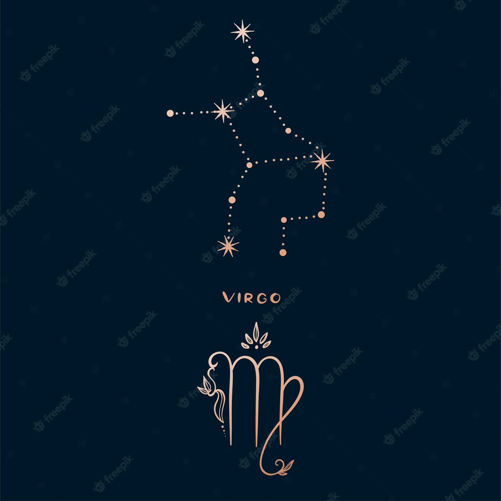 2000x2000 Premium Vector. Horoscope zodiac sign virgo in constellation style with line and stars on dark background collection of zodiac symbols set of constellations of stars